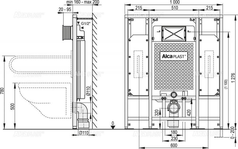 A101/1300H Sádromodul - Predstenový inštalačný systém pre suchú inštaláciu (do sádrokartonu) – pre osoby so zníženou hybnosťou