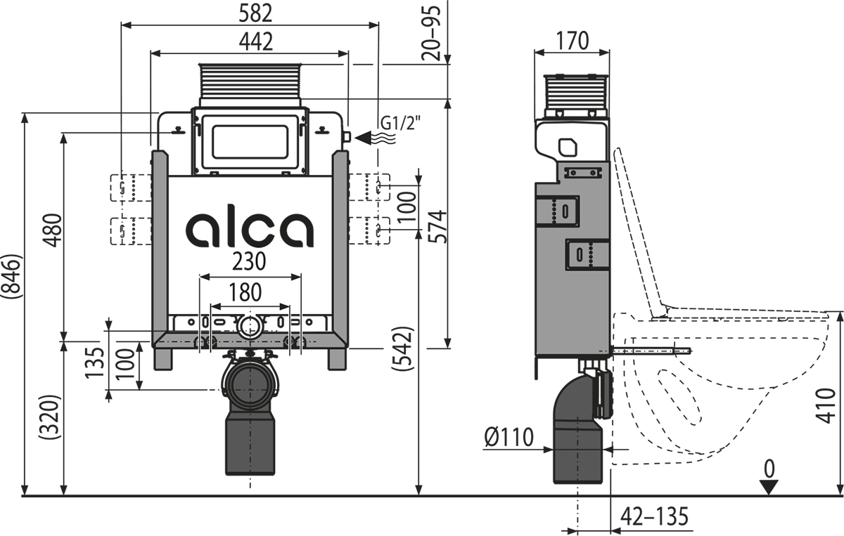 AM119/850 Renovmodul - Predstenový inštalačný systém pre zamurovanie s ovládáním zhora alebo zopredu